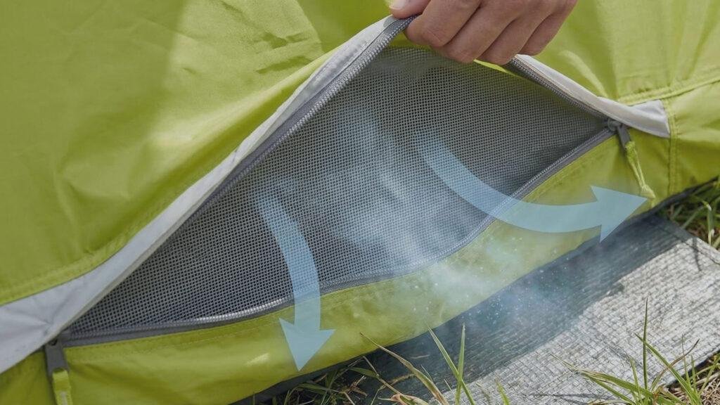 Adjustable ground vent on the Core 9 Person Tent allowing cool air intake near the floor.