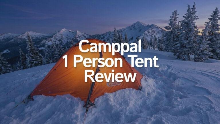 Camppal 1 Person Tent pitched on a snowy mountain ridge.