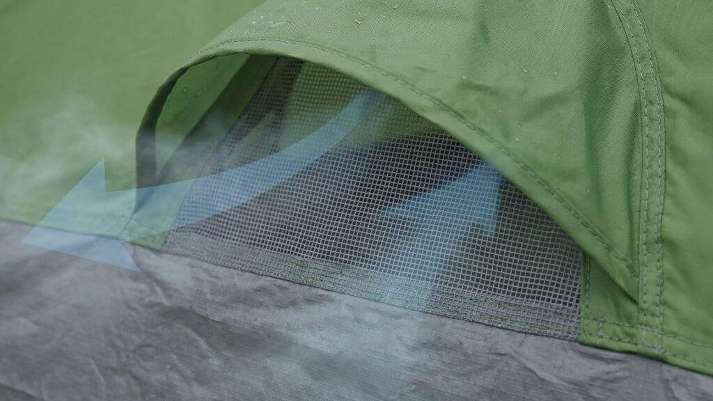 Close up of the floor vent on the Coleman Sundome 4.