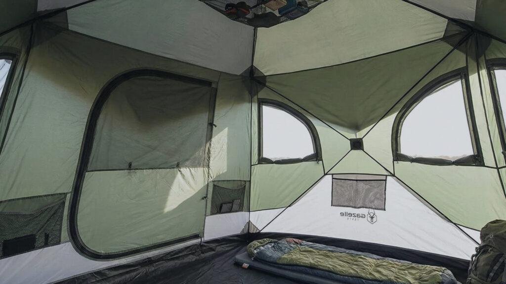 Interior of Gazelle T4 showing standing height and vertical walls.