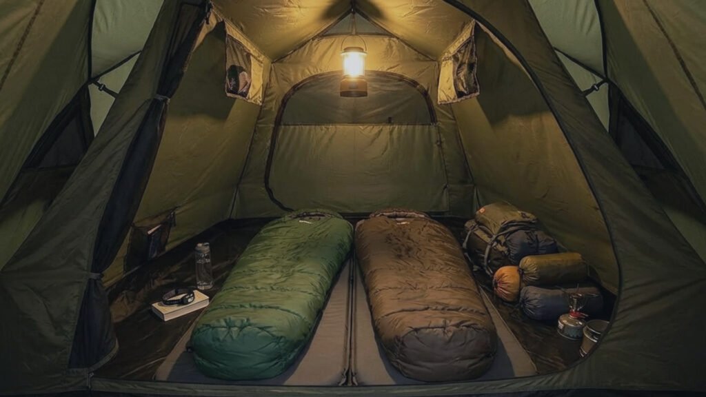 Interior view of the Snugpak Scorpion 3 showing space for two campers.