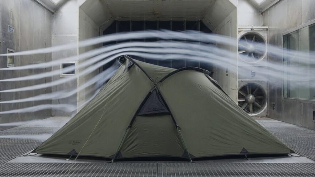 Graphic showing wind flowing over the aerodynamic shape of the Snugpak Scorpion 3.