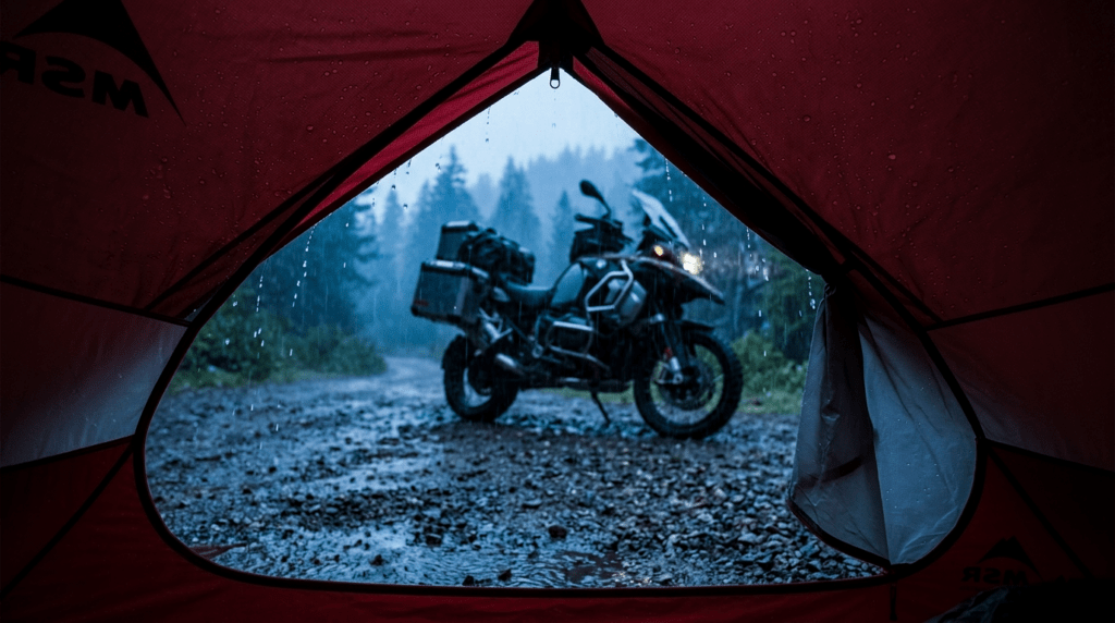 Hubba Hubba keeping dry in heavy rainstorm