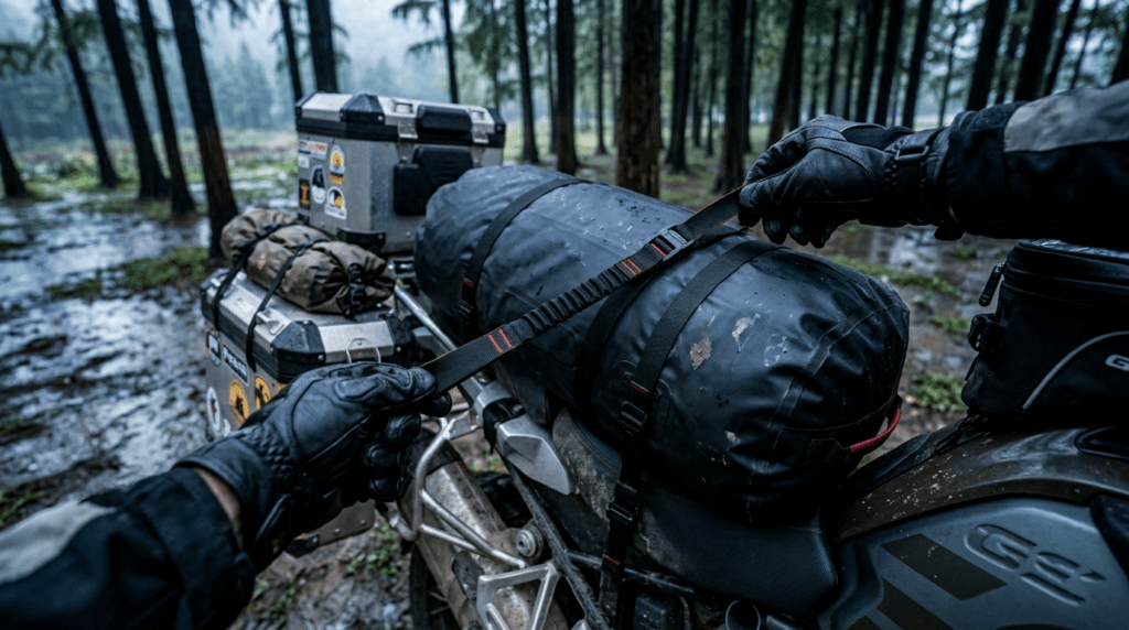 Packing motorcycle tent