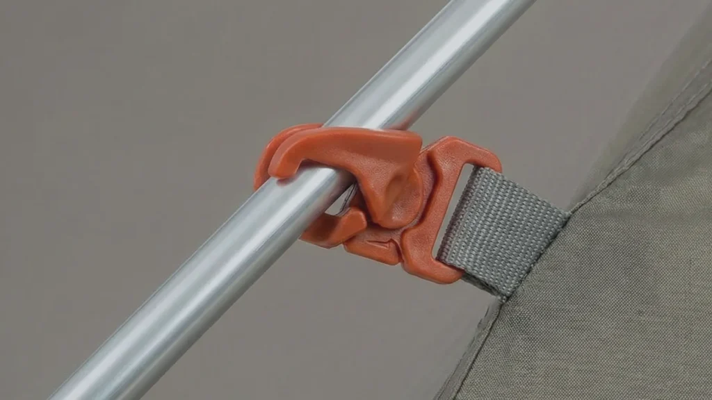 Close up of the TipLok Tent Buckle on the Big Agnes Copper Spur HV UL 3.