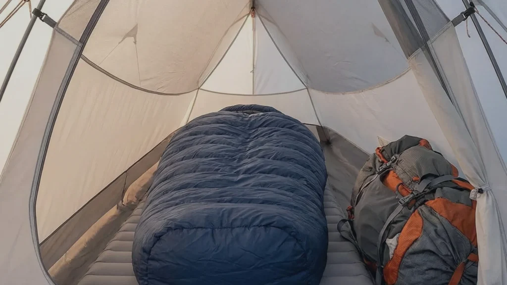 Interior view of Naturehike Cloud Up 1 tent showing limited floor space.