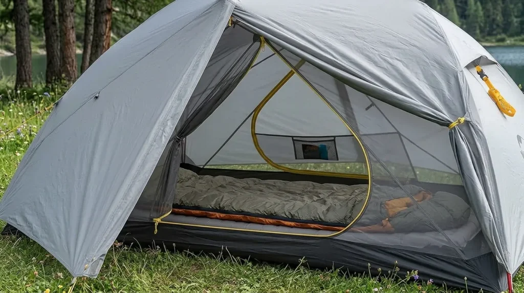 The interior floor plan and vertical walls of a Naturehike Mongar 2 tent.