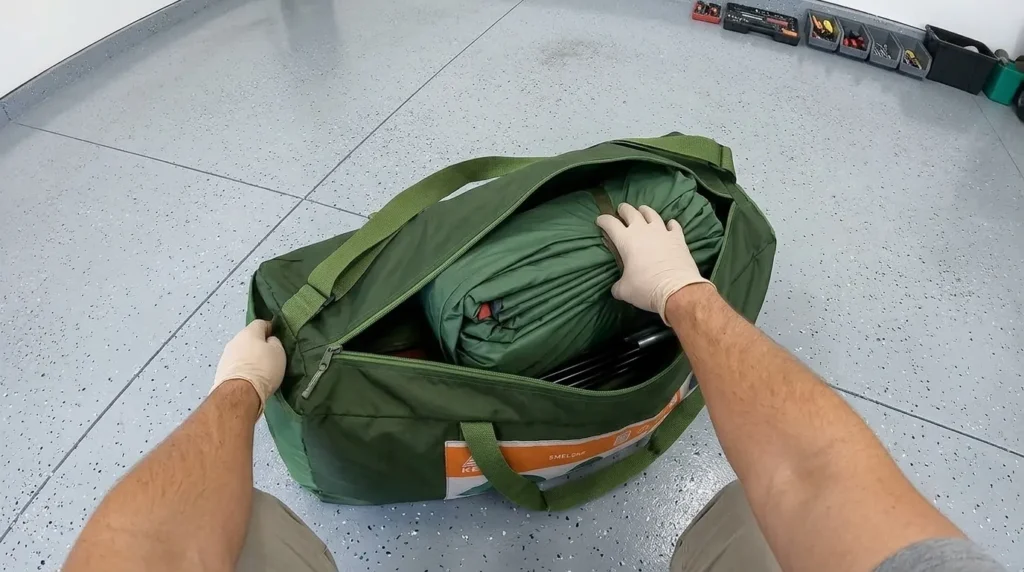 The specialized Shark Mouth carry bag for the Kelty Wireless 6 tent.