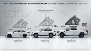 A diagram showing rooftop tent compatibility for different vehicle types.