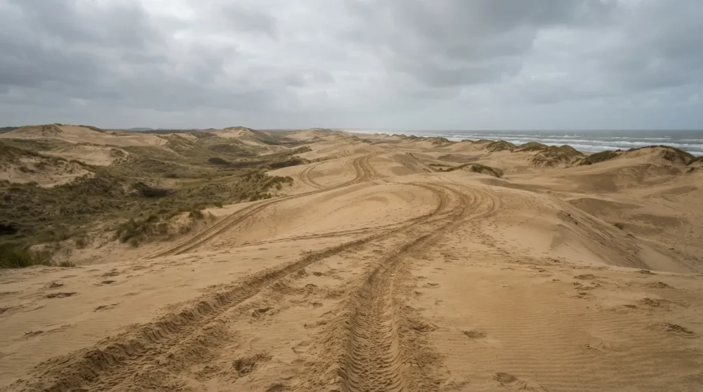 Soft sand dune terrain typical of Oceano Dunes near Pismo Beach tent camping