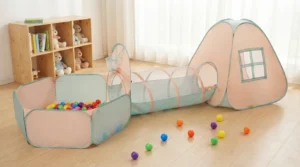 UTEX 3 in 1 tunnel tent play set with ball pit pen and pop up tent connected