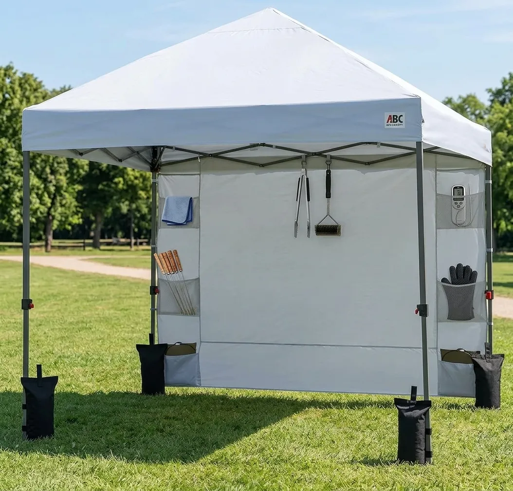 ABCCANOPY durable easy pop up canopy tent with a storage sidewall set up on a lawn