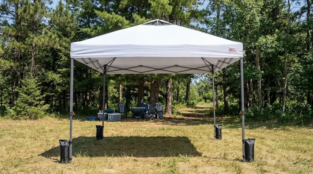MASTERCANOPY pop up canopy tent giving shade on a bright sunny day