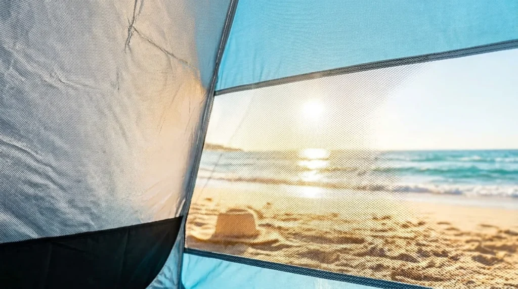Silver-coated UPF 50+ fabric on a WolfWise pop up beach tent
